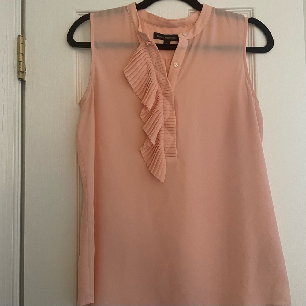 Banana Republic Pink Ruffle Sleeveless Blouse